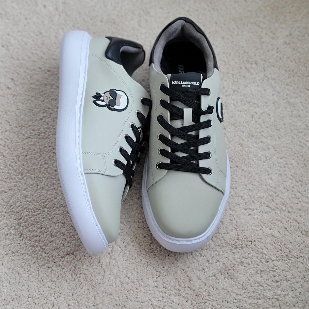 karl lagerfeld paris sneakers size 11 🤍 black / cream‎ minimalist low top